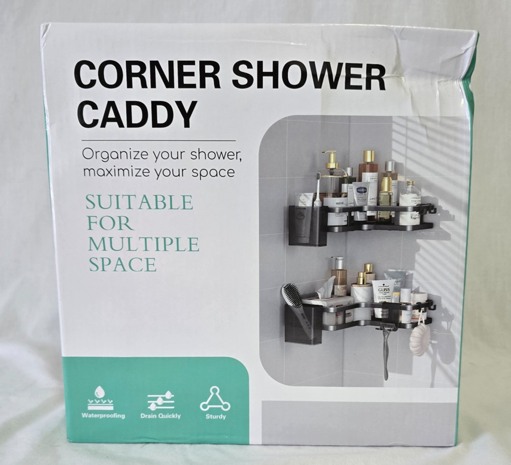 Metal Corner Shower Caddy Black Suitable for Multiple Spaces 2 In Box New